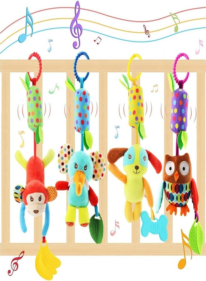 Slipps Educational Baby Rattle, Electronic Light Musical Teether - Baby Sensory Sound Toys, 3-12 Months Plush Animals (Pack of 4) - Image 1